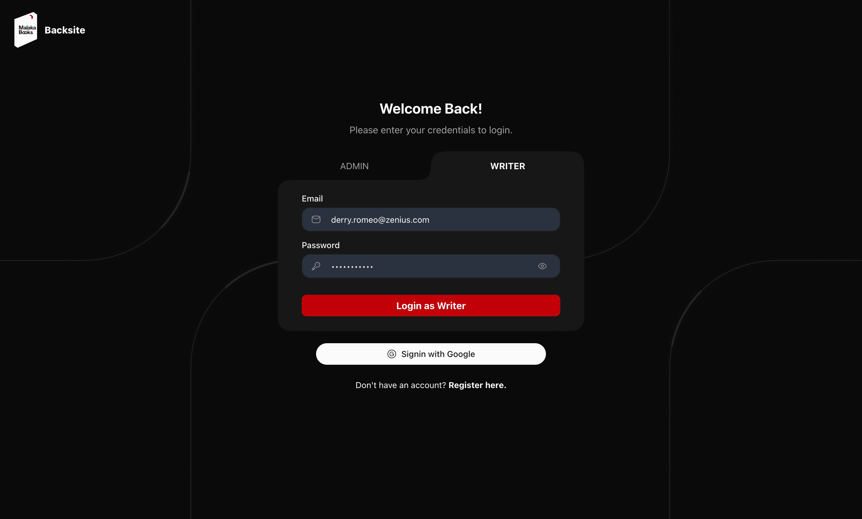 Malaka Books Backsite